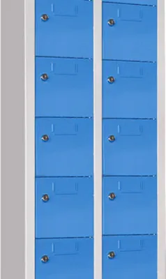 Produktbild von Kleinfachschrank - 20 Fächer - 1.950 x 460 x 200 mm (HxBxT) - Etikettenrahmen - reinorange/lichtblau
