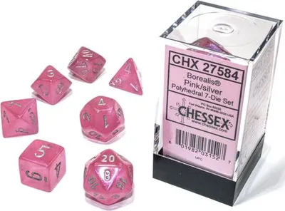 Produktbild von Chessex - Borealis - 7 Die-Set - Pink/Silver