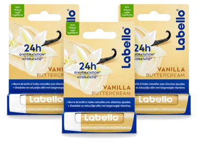 Image de 3 baumes à lèvres Labello Vanille Crème - 4,8 g - Lot de 3