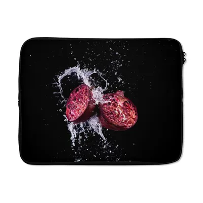Produktbild von MuchoWow® Laptop Hülle 17 Zoll Laptoptasche Granatapfel - Frucht - Wasser - Schwarz - Violett - Zipper - Schutzabdeckung