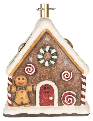 Zdjęcie produktu dla Clayre & Eef Stojak na choinkę domek z piernika 37x26x47 cm brązowy materiał ceramiczny