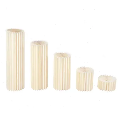 Produktbild von Blumenständer Deko - 5er Set Wabenkarton Säulen mit PVC Platte - Höhen 20–100 cm - Tragkraft 50 kg je Säule - Für Hochzeit und Party - Weiß