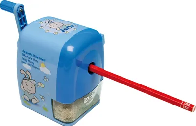 Image de Taille-crayon bleu avec caricature pour crayons de couleur épais