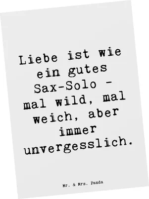 Produktbild von Mr. & Mrs. Panda Grußkarte Spruch Saxophon Liebe - Weiß - Geschenk, Ansichtskarten, Musik, Emotionen, Blues, Musiker, Postkarten, Musikgeschichte, Instrument, Solo