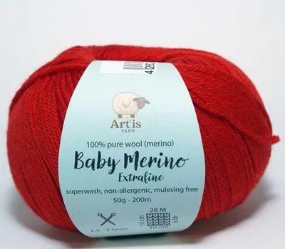 Immagine prodotto di Baby Merino Extrafine Art'is Yarn 100% Lana | Senza mulesing e superwash (50 g / 200 m) (119 marrone rossiccio)