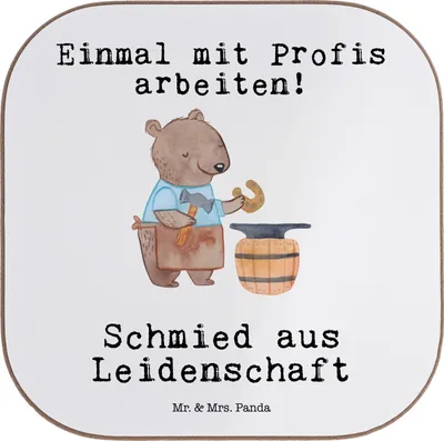 Produktbild von Mr. & Mrs. Panda Tassen Untersetzer Schmied Leidenschaft - Weiß - Geschenk, Glas, Tischuntersetzer, gläseruntersetzer, Coaster, Quadratisch, für Gläser