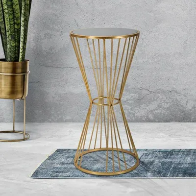 Image de Agness - Table basse, 40x40x80h cm or or, Porte-revues