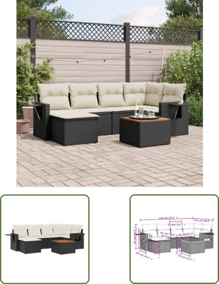 Produktbild von The Living Store 7-tlg. Garten-Sofagarnitur mit Kissen Schwarz Poly Rattan