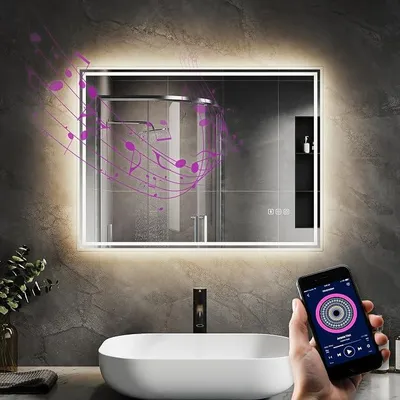 Immagine prodotto di Specchio da bagno LED, 80x60 cm, con interruttore touch, 3 tonalità di luce, dimmerabile e antiappannamento: lo specchio illuminato perfetto per il vostro bagno