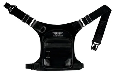 Produktbild von Beintasche für Motorrad, Militärplane, robust, Rindsleder, Vintage-Optik, wasserdicht und leicht, verstellbar, ergonomisch, langlebig, Schwarz