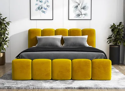 Produktbild von Polsterbett SONIC mit Bettkasten und Metallgestell 180 x 200 cm. Modernes Doppelbett mit Stauraum, mit Matratze. Farbe: Gold