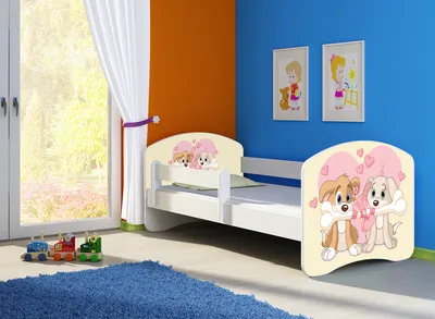 Produktbild von Kinderbett, Babybett 70x140, 80x160, 80x180cm Juniorbett, Kind, Motiv, Schublade CLAMARO, Bett Farbe:12 Hunde, Ausführung:Ohne Bettkasten, Bett Größe:140 x 70 cm