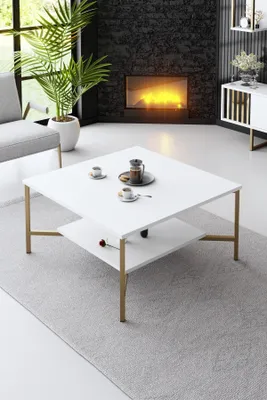 Image de Skye Decor, Gold Line - White, Black, tables basses, blanc, 80 x 40 x 80 cm