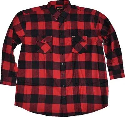 Zdjęcie produktu dla KAMRO oversizowa koszula flanelowa w stylu drwala w czerwono-czarną kratę 5XL