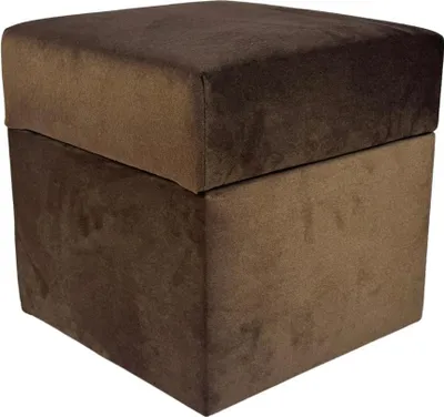 Zdjęcie produktu dla Pufa otwierana kwadratowa ELEMENT 40x40 cm delikatny łatwoczyszczący welur trudnopalny ze schwokiem stylowa ciemno brązowa
