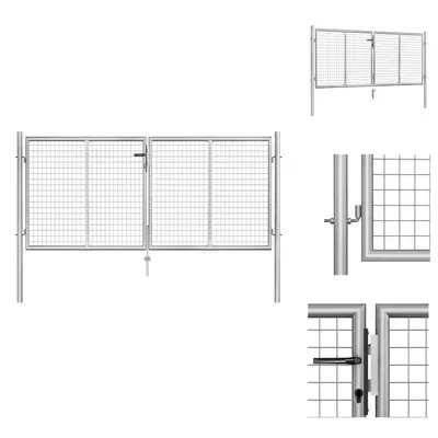 Obrázok produktu pre vidaXL Záhradná brána Pozinkovaná oceľ 306 x 150 cm Strieborná - Záhradné brány