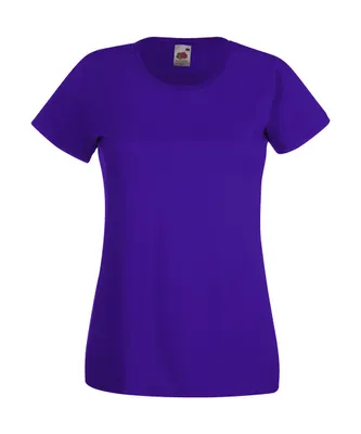 Produktbild von Fruit of the Loom Damen Rundhals Basic T-Shirt Shirt Kurzarm, Größe:L (14), Farbe:Purple
