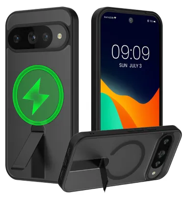 Produktbild von kwmobile matt-transparente Schutzhülle mit Ständer kompatibel mit Google Pixel 10 / Pixel 10 Pro / Pixel 9 / Pixel 9 Pro Hülle - Kickstand Hardcase