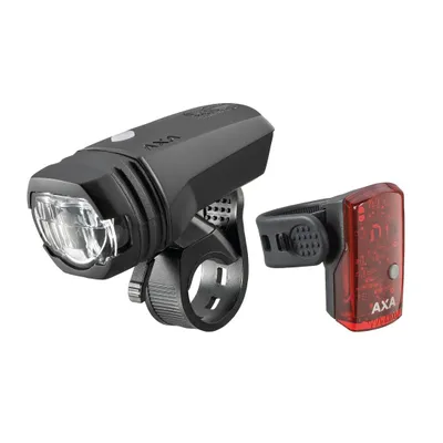 Obrázok produktu pre Batériový svetlomet AXA 'GreenLine 50 Set', LED, so zadným svetlom, USB kábel, čierny (1 sada)