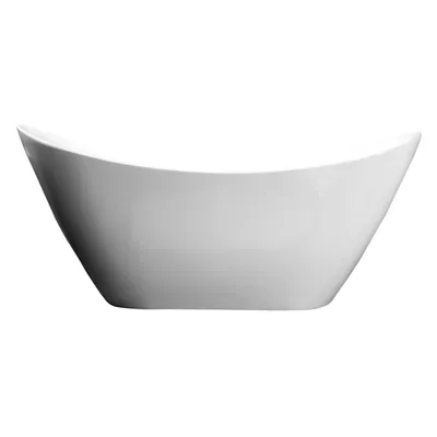 A white freestanding bathtub on a white background.