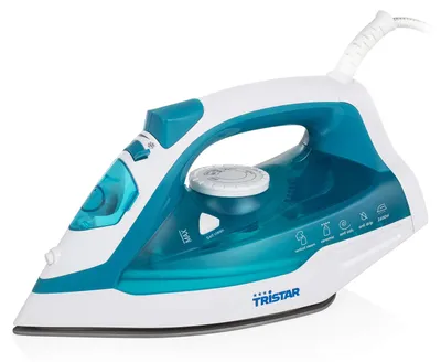 Produktbild von Tristar ST-8320 Dampfbügeleisen, Dampfbügeleisen, Keramik-Bügelsohle, 1,9 m, 70 g/min, Türkis, Weiß, 25 g/min