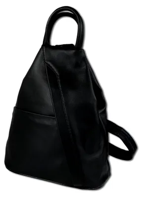 Produktbild von Damen Cityrucksack Schultertasche Leder Rucksack Tasche schwarz Leder Schultertasche