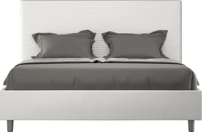 Produktbild von ITYHOME - Gepolstertes Bett mit Bettkasten 160x190 mit Kunstlederbezug Weiß Focus