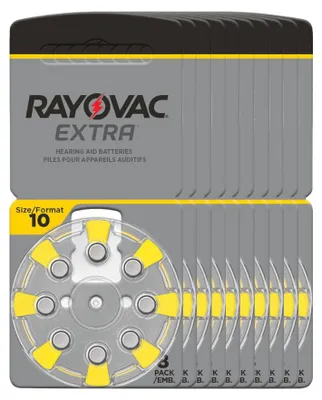 Image de 80x Rayovac HA10 PR70 piles auditives Extra Advanced (10x 8 blisters)