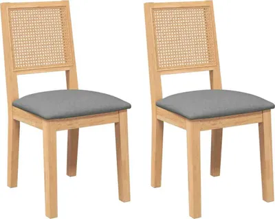 Produktbild von vidaXL Esszimmerstühle mit Kissen 2 Stk. Massivholz Gummibaum