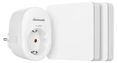 Image de Prise sans fil avec interrupteur - Blanc - 16 A 3680 W - Portée 30 m - Télécommande murale