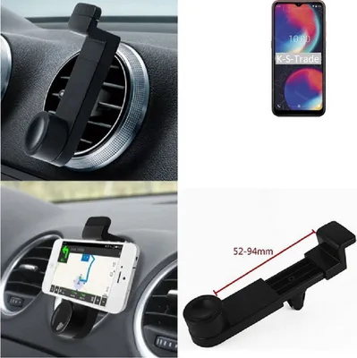 Produktbild von K-S-Trade Lüftungshalterung kompatibel mit Wiko View 4 KFZ-Halterung Autohalterung Handy-halterung Lüftungsgitter Lüftungsschlitze Schwarz