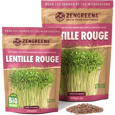 Image de ZenGreens® Graines Bio à Germer Lentille Rouge 200 g – Micropousses