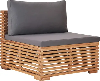 Produktbild von The Living Store Garten-Mittelsofa mit Grauer Auflage Massivholz Teak