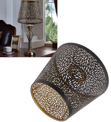 Imagen del producto de Pantalla para lámpara Bosboom, diseño de madera, color con detalles dorados.