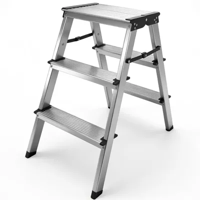 Produktbild von Stabile und langlebige Aluminiumleiter für den Hausgebrauch mit rutschfesten Stufen und Klappmechanismus.