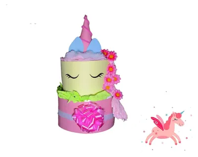 Produktbild von Windeltorte mit Einhorn | Geschenk zur Geburt und Taufe