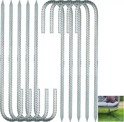 Imagen del producto de Clavos para tienda de campaña, paquete de 10 unidades, 30 cm, estacas de acero galvanizado para camping y jardín