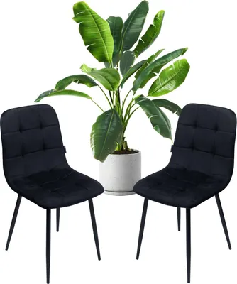 Zdjęcie produktu dla Zestaw 2 szt krzesło tapicerowane welurowe do salonu jadalni velvet loft czarny