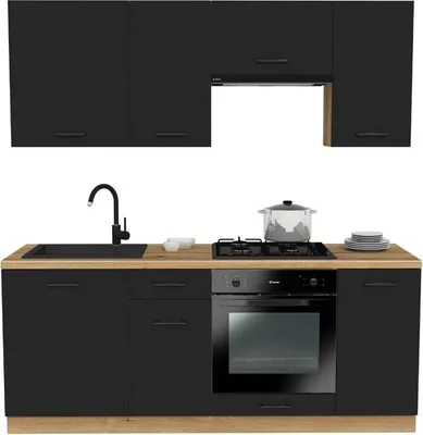 Produktbild von Moderne Küchenmöbel Set VARIO - 200 cm mit Arbeitsplatte und Schränken
