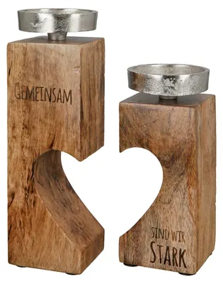 Immagine prodotto di Candeliere GILDE, "Love", motivo a cuore, detto, legno di mango, colore naturale, , l. 7 cm, l. 13,5 cm, h. 23 cm 50398
