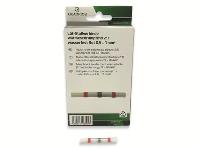 Produktbild von QUADRIOS, 2011C399, Löt-Stoßverbinder-Sortiment, Rot - 0.5 ... 1.0 mm² - 20 tlg.