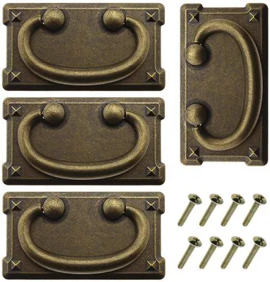 Produktbild von Unyqoos® 4er-Set Möbelgriffe Antik-Bronze – rechteckig, Zinklegierung, verdeckte Befestigung, inkl. Schrauben für Schränke & Schubladen