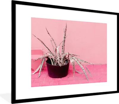 Produktbild von MuchoWow® Gerahmtes Poster Sommer - Rosa - Pflanzen 80x60 cm - Poster mit Schwarzem Bilderrahmen Wandposter Rahmen Foto Bilder - Schlafzimmer-Dekorationen - Fotoposter