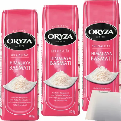 Produktbild von Oryza Himalaya Basmati Lose 3er Pack (3x500g Packung) + usy Block