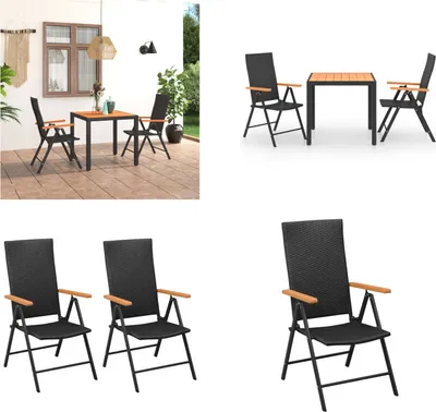 Produktbild von vidaXL 3 tlg. Garten Essgruppe Schwarz und Braun - Garten Essgruppe - Garten Essgruppen - Garten Sitzgruppe - Garten Sitzgruppen