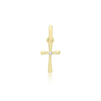 Produktbild von Wunderschöner 9 Karat (375) Gold Kreuz Damen - Anhänger mit Zirkonia - 15mm*6mm; TRS34615