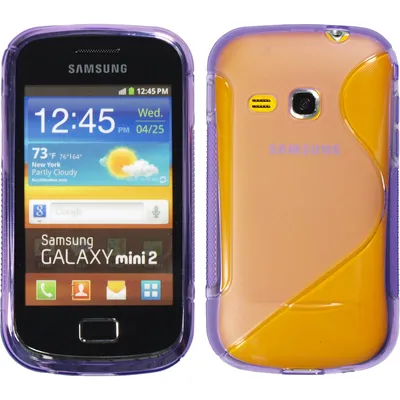 Produktbild von PhoneNatic Case kompatibel mit Samsung Galaxy Mini 2 - lila Silikon Hülle S-Style + 2 Schutzfolien