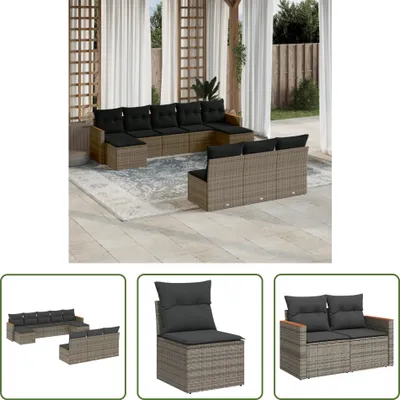 Produktbild von The Living Store 10-tlg. Garten-Sofagarnitur mit Kissen Grau Poly Rattan