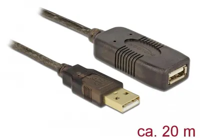 Produktbild von DeLOCK 20m USB 2.0, 20 m, Männlich/Weiblich, Schwarz