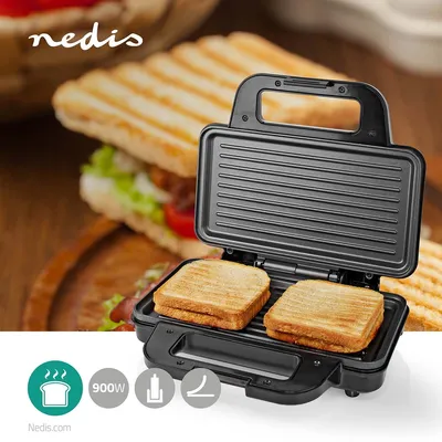 Obrázok produktu pre Sendvičový gril | 900 W | 26,8 x 14,5 cm | Automatická regulácia teploty | Hliník / plast